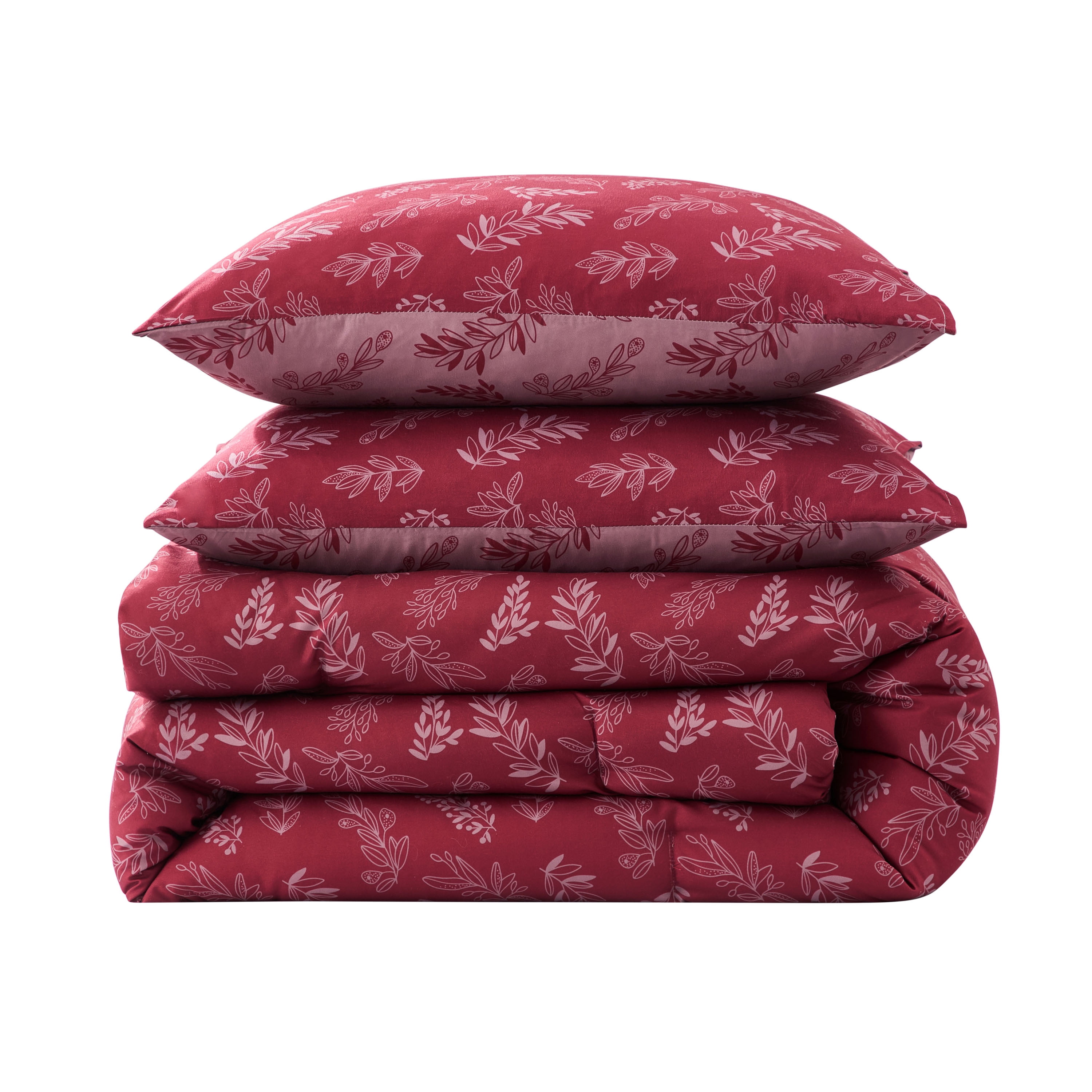 LammaLoe King Size Comforter Sets, 3 Piece Botanical Bed in a Bag, Reversible Bedding Comforter Set with Sheets, Modern Bed Set, Mulberry/Smokey Lavender