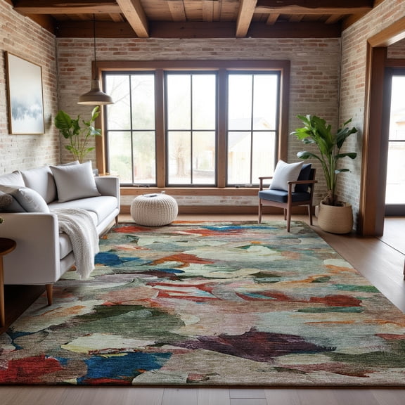 Addison Rugs Mayfield Premium Machine Washable Transitional Abstract Green Rectangle Rug, 5' x 7'6"