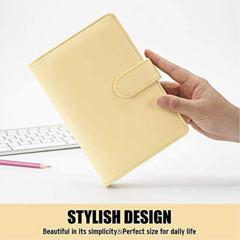 A6 PU Leather Planner Binder With Keychain – 6-Ring Refillable Notebook Cover With Card Slots, Peach Pink