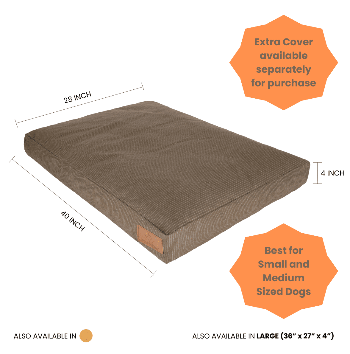 (2 pack) WHITEDUCK Canvas Dog Bed ONLY COVER (Large- Brown Cover)
