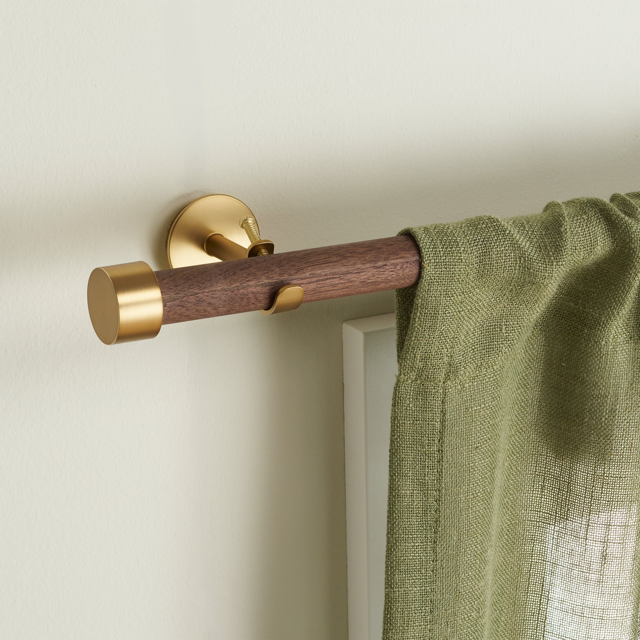 Better Homes & Gardens 1" Brass Adjustable Seamless Hidden Curtain Rod Bracket, Set of 2
