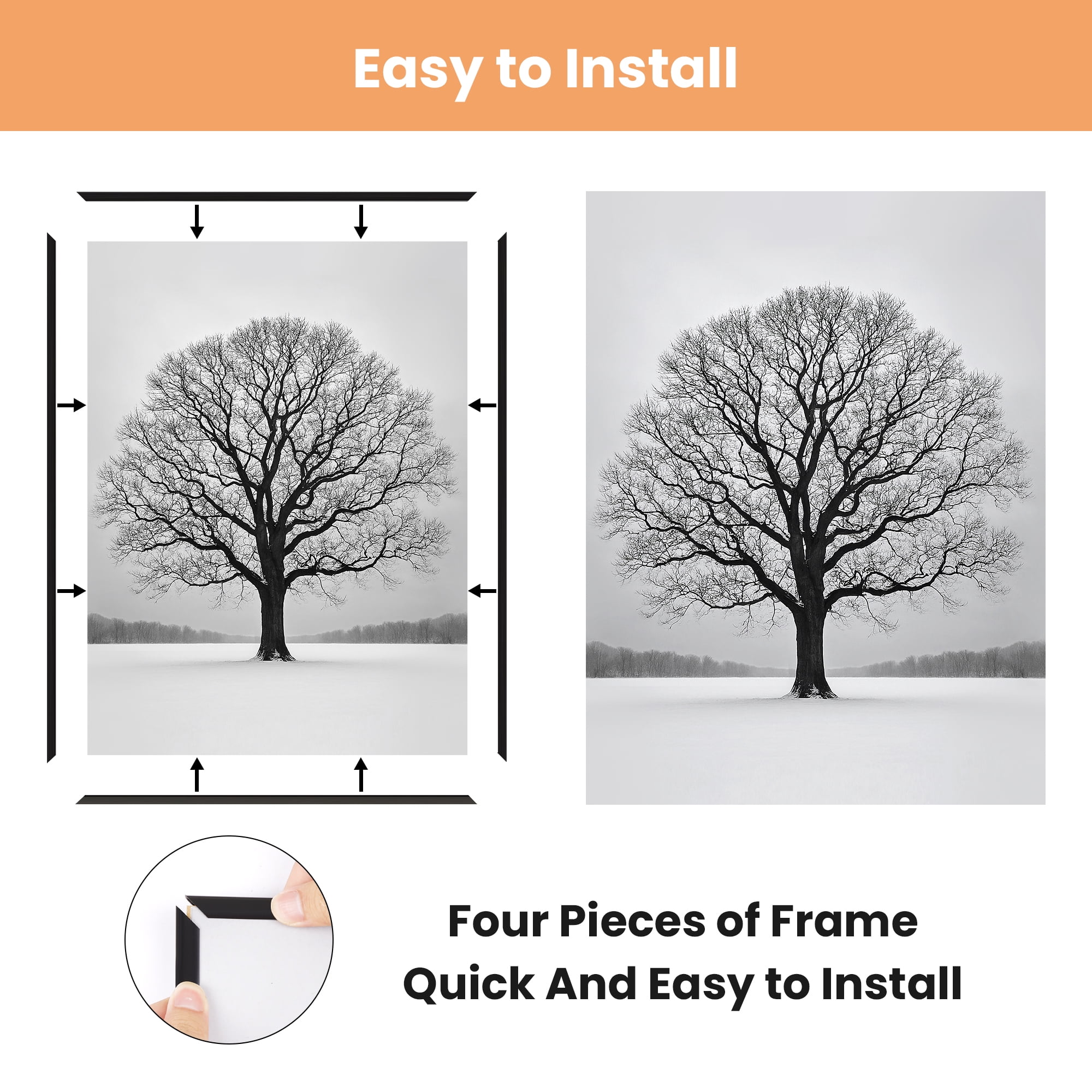 Sindcom 24x36 Picture Frames, Gallery Wall Poster Frames Set of 3, Black