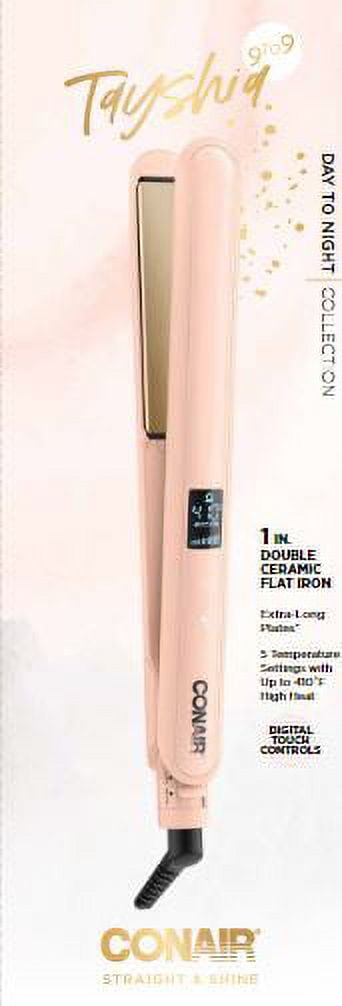 Tayshia by Conair Double Ceramic 1 Flat Iron Hair Straightener Peach CS224T