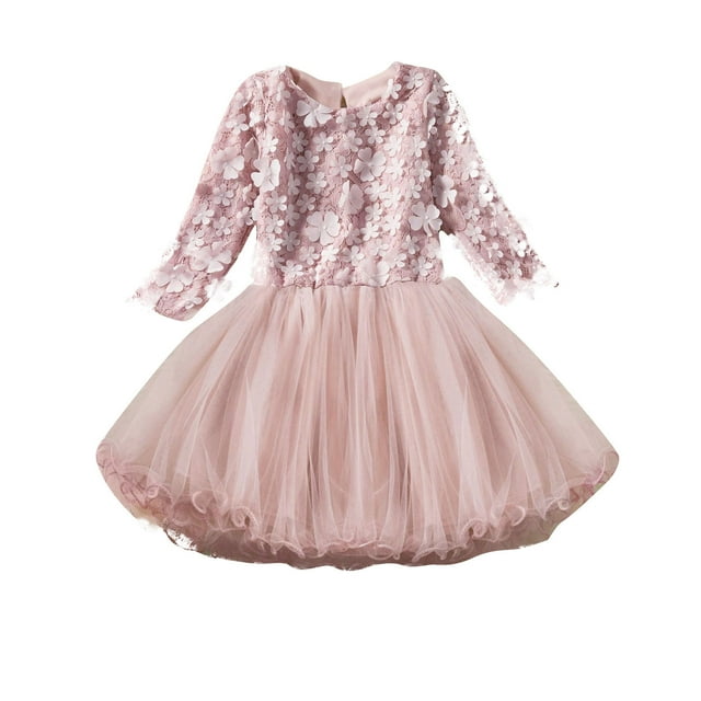 Robe pour Fille, Robe de Fête en Coton à Manches Longues pour l'Hiver et les Occasions Spéciales, Tenue Élégante et Confortable