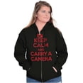 thumbnail image 3 of Keep Calm Carry A Camera Photographer Zip Up Hoodie Men's Women's Brisco Brands L, 3 of 6