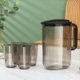 thumbnail image 1 of Juego de jarra y vasos de plástico para agua, ideal para té helado, limonada y agua fría o caliente. Incluye vasos apilables para la cocina., 1 of 7