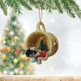 thumbnail image 2 of Beagle in Teacup Christmas Ornament with Santa Hat and Mini Tree, Festive Hanging Decor for Dog Lovers and Holiday Season Decorations - B, 2 of 9