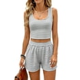 thumbnail image 2 of Womens 2 Piece Outfits Striped Casual Sleeveless Tank Top Matching Shorts Lounge Sets Summer Beach Vacation Clothes, 2 of 6