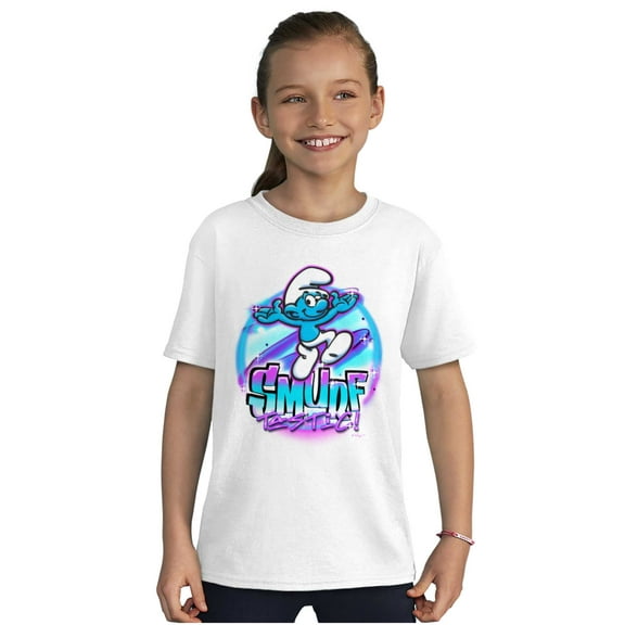 Airbrushed Cartoon Smurf Tastic Crewneck T Shirts Boy Girl Teen Brisco Brands L