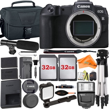Canon EOS RP Mirrorless Camera (Body Only) with Mount Adapter + Microphone + 2 Pack 32GB + Case + ZeeTech Accessory (International Version)