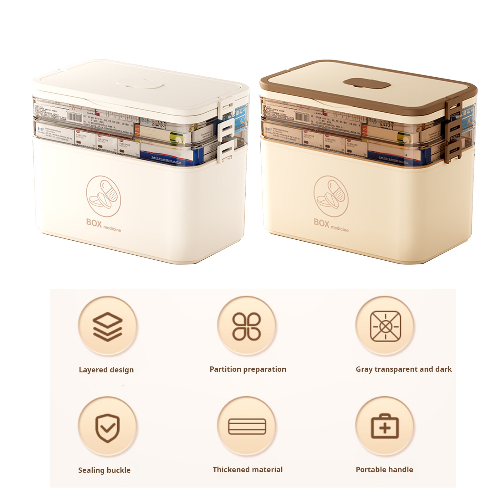 sunsanly 3-Tier Portable Pill Storage Box with Handle Large Capacity Multiple Compartments Multipurpose Medicine Box with Sealing Buckle