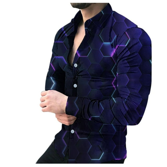 POINTERTECK Chemise à Revers Décontractée Boutonnée Hommes Chemises de Cardigan Imprimées pour Hommes