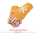 thumbnail image 3 of 1 Pair Knit Half Finger Glove Comfortable Winter Delicate Simple Knitting Craft Fingers Covers Hand Cover with Snowflake Pattern Yellow, 3 of 6
