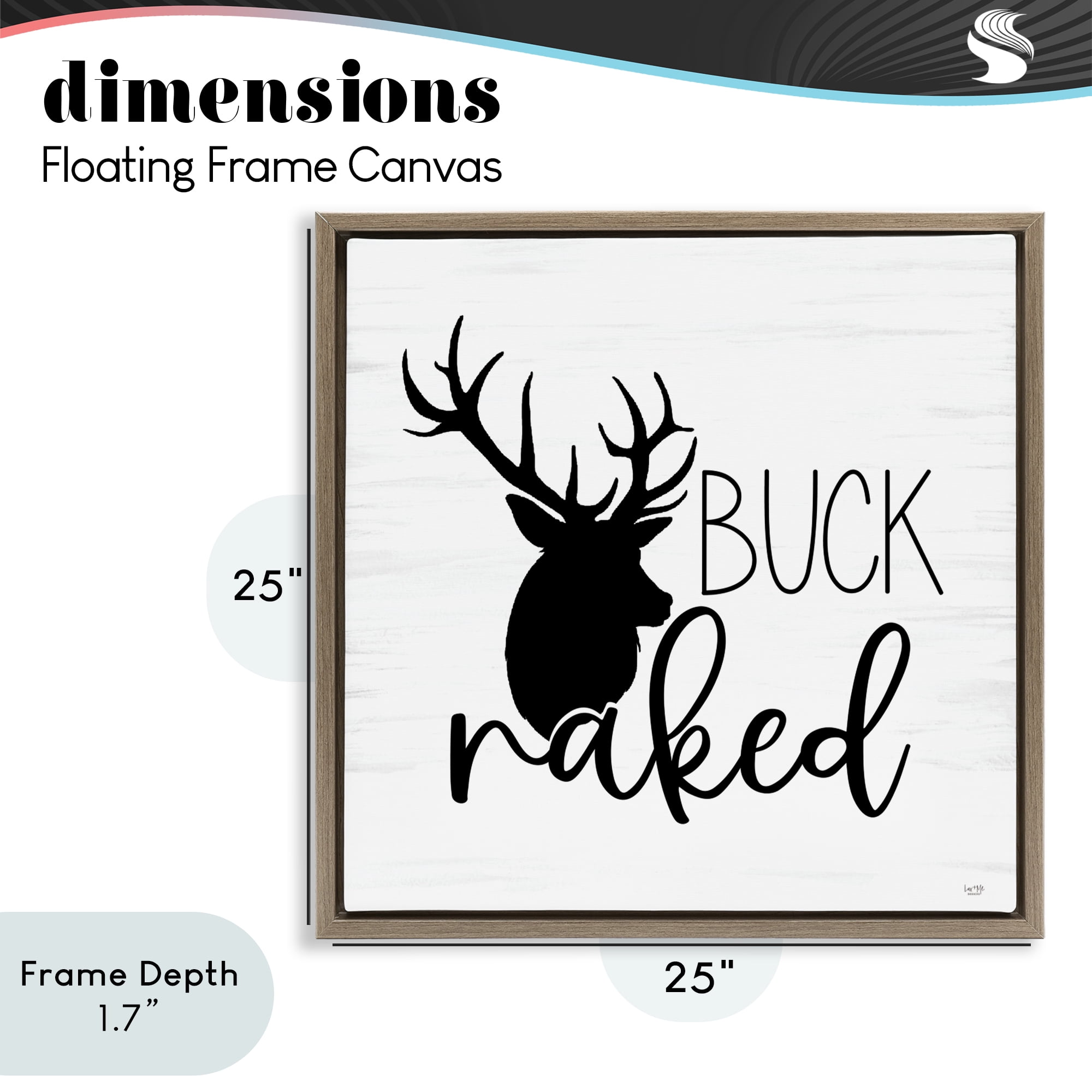 Stupell Industries Buck Naked Silhouette Brown Framed Floater Canvas Wall Art, design by Lux + Me Designs