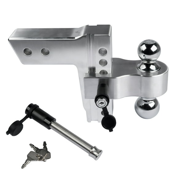 Mustrod Aluminum Adjustable Trailer Hitch for 2.5-Inch Receiver, 6-Inch Drop/Rise Hitch, 18500LBS, with 2 latches with Locks