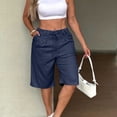 thumbnail image 6 of BUIGTTKLOP Women Cotton Linen Shorts Cotton Knee Length High Waisted Casual Shorts Summer Beach Shorts with Pockets, 6 of 6