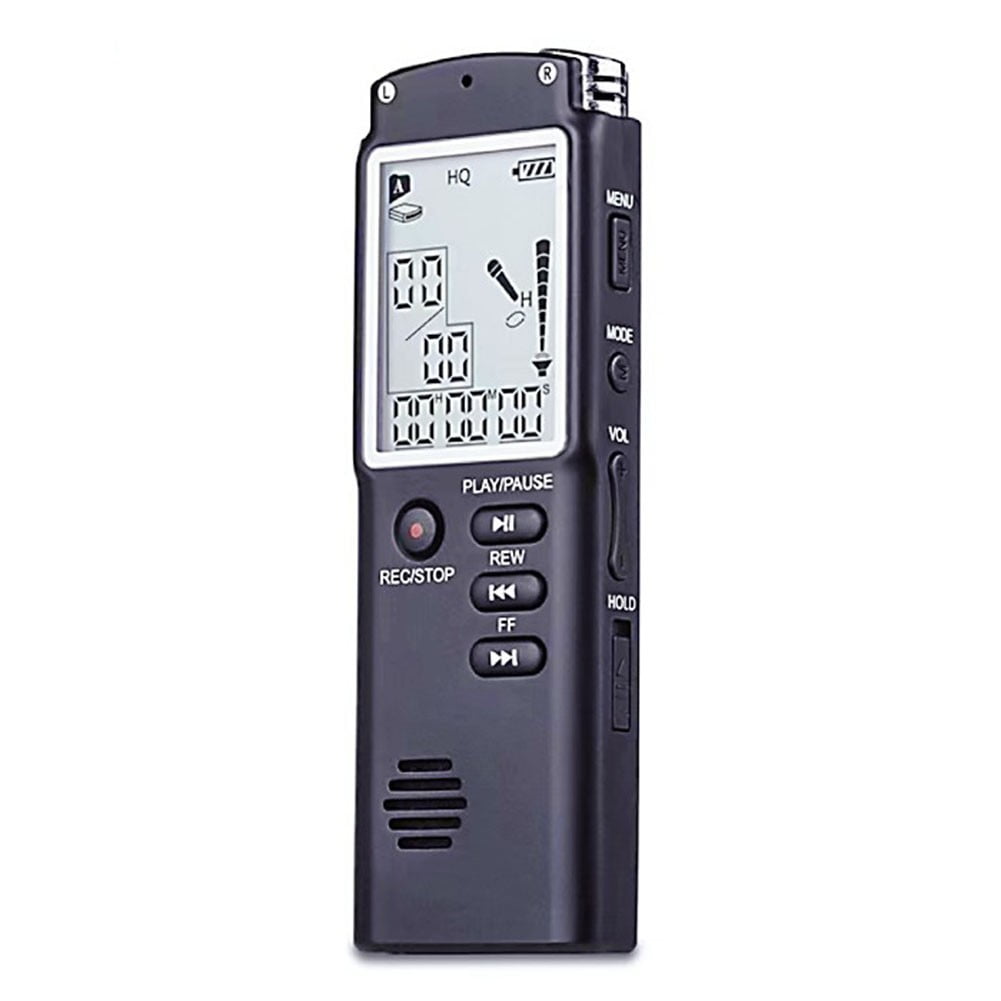 Professional Digital Voice Recorder MP3 Player 8GB/16GB/32GB Storage USB Dictaphone WAV Format Compact Portable Audio Recording Device Easy to Use Black