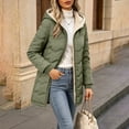 thumbnail image 6 of Womens Sherpa Lined Puffer Jacket Hooded Wave Quilted Full Zip Mid Length Padded with Poecets Warm Fall Winter Casual Outerwear, 6 of 8