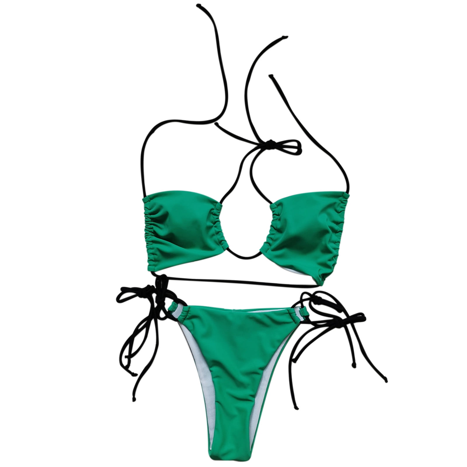 Plus Size Bikini Set for Women Halter Neck Strappy Brazilian Swimsuit ...