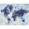 thumbnail image 2 of Nai, Danhui 32x25 Black Ornate Wood Framed with Double Matting Museum Art Print Titled - Indigo World Map, 2 of 4