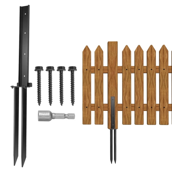 1 Set Fence Post Repair Kit, Steel Ground Spike Wood Post Support for Repairing Tilted Broken Fence Gate Post