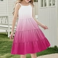 thumbnail image 4 of AHTJRT Cami Dress for Girls Casual Vacation Boho Beach Sundress Fashion Gradient Color Maxi Dress with Spaghetti Straps Hot Pink 5 Years, 4 of 7
