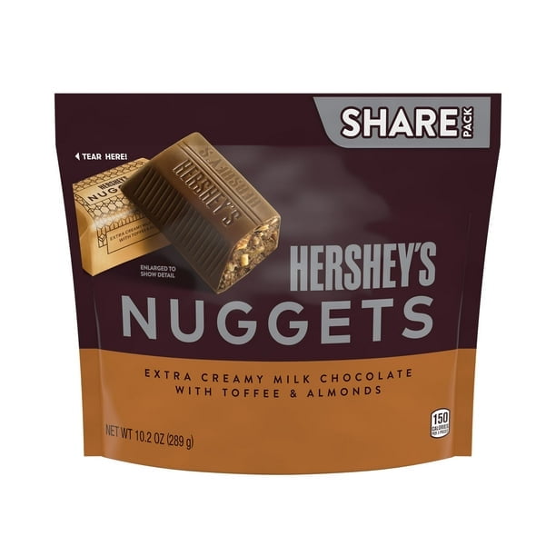 Hershey's Nuggets Milk Chocolate, Toffee and Almonds Candy, Share Pack 10.2 oz-3Pack