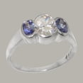 thumbnail image 2 of LBG British Made 10k White Gold Cubic Zirconia & Real Genuine Tanzanite Womens Promise Ring - 33 size options - Size 8.25, 2 of 6