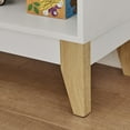 thumbnail image 4 of Danya B. Steiner White 3-Tier Kids Book or Toy Figure Display Unit Freestanding Bookshelf with Contrasting Wood-Toned Legs, 4 of 13
