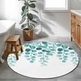 thumbnail image 3 of Round Rugs 3Ft, Turquoise Eucalyptus Leaves Round Area Rug Washable Indoor Throw Carpet, Watercolor Floral Leaf Small Non Slip Circle Rug for Bedroom Living Room Home Decor Aesthetic, 3 of 8