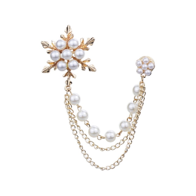 MasteelfCA Pearl Ice Flowers Design Brooch Tassel Breastpin Cloth Accessory Chic Clothes Decor for Lady Girls