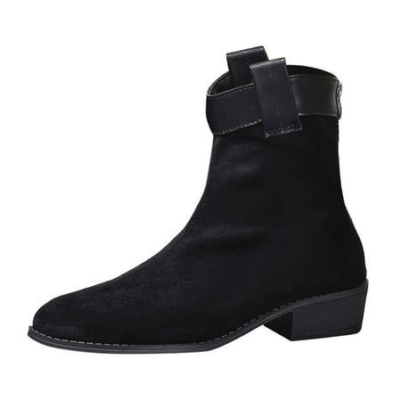 

DVKOVI Country Western Outfits for Women Short Cowboy Boots for Women Ladies Fashion British Solid Color Suede Pointed Back Zipper Thick Heel Ankle Boots Heel Boots Black 38