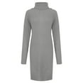 thumbnail image 3 of Fanxing Clearance Deals Sweater Dresses for Women 2022 Turtle Neck Long Sleeve Ribbed Cocktail Dress Fashion Knit Mini Dress, 3 of 5