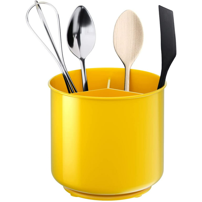 Extra Large Rotating Utensil Holder Caddy with Sturdy No-Tip Weighted Base,  Removable Divider by Cooler Kitchen