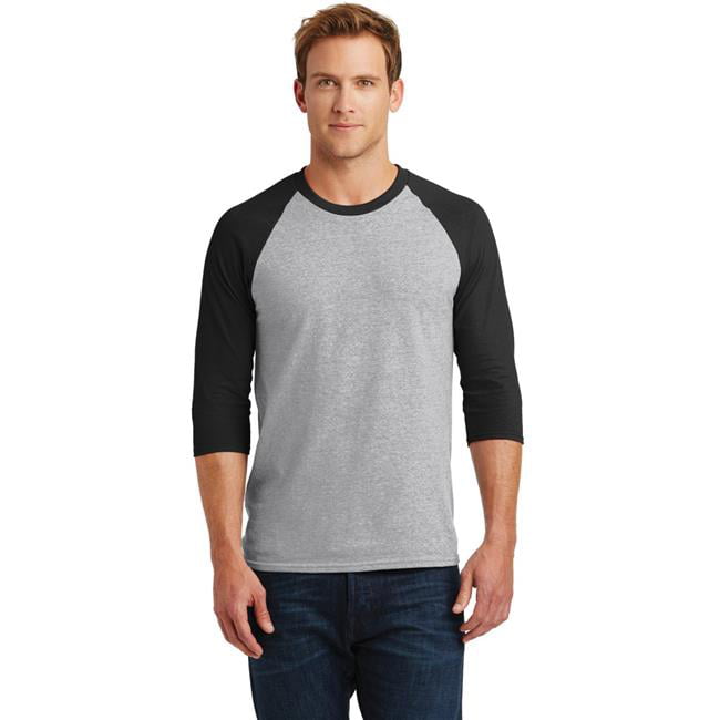 Heavy Cotton 3 by 4 Sleeve Raglan T-Shirt in Sport Grey & Black for ...