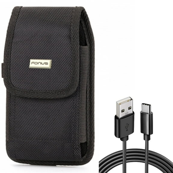 Type-C 6ft USB Cable w Swivel Case Belt Clip for Samsung Galaxy A73 5G,A53 5G,A33 5G Phones - Charger Cord Power Wire USB-C, Holster Rugged Cover Pouch