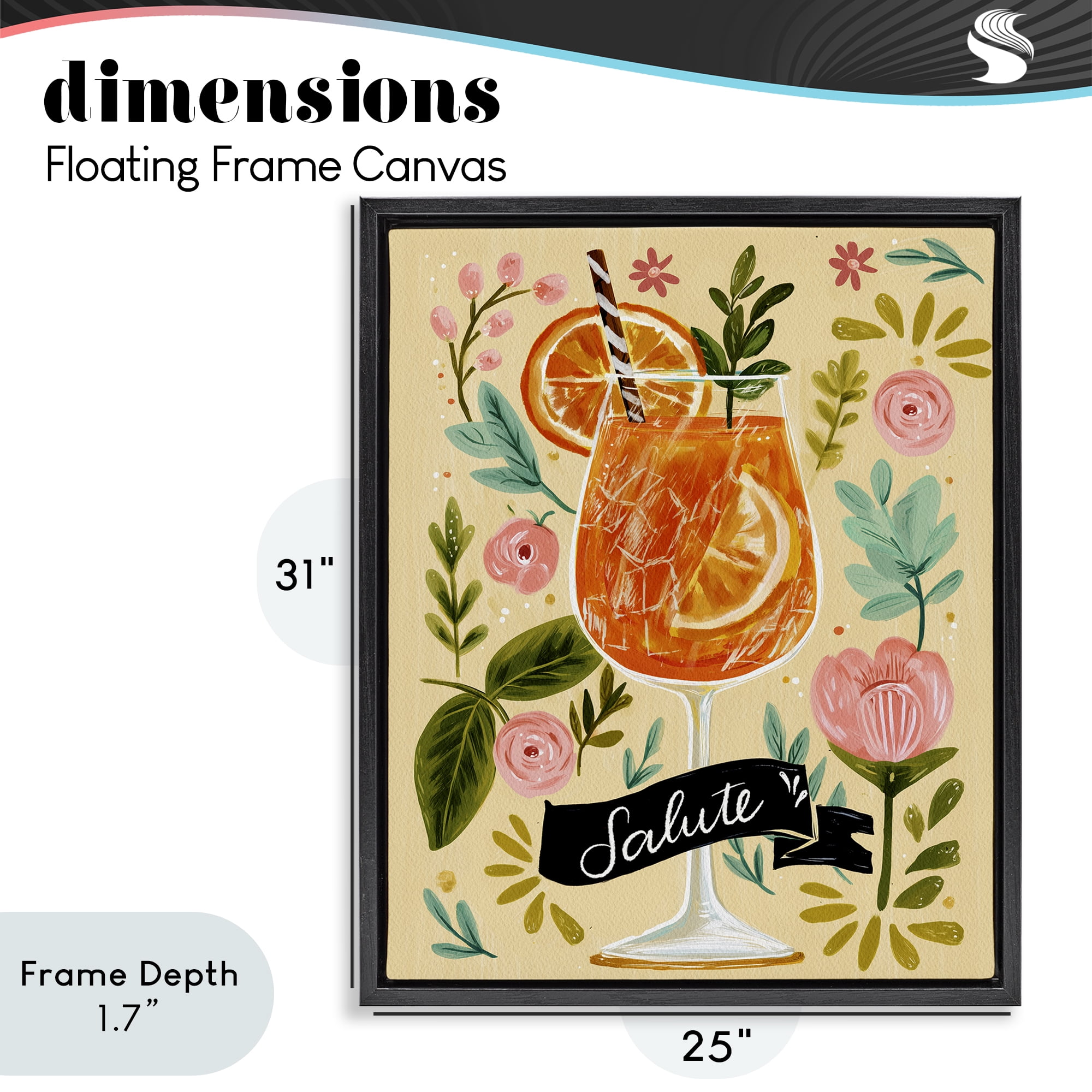 Stupell Industries Salute Citrus Cocktail Black Framed Floater Canvas Wall Art, design by Yen