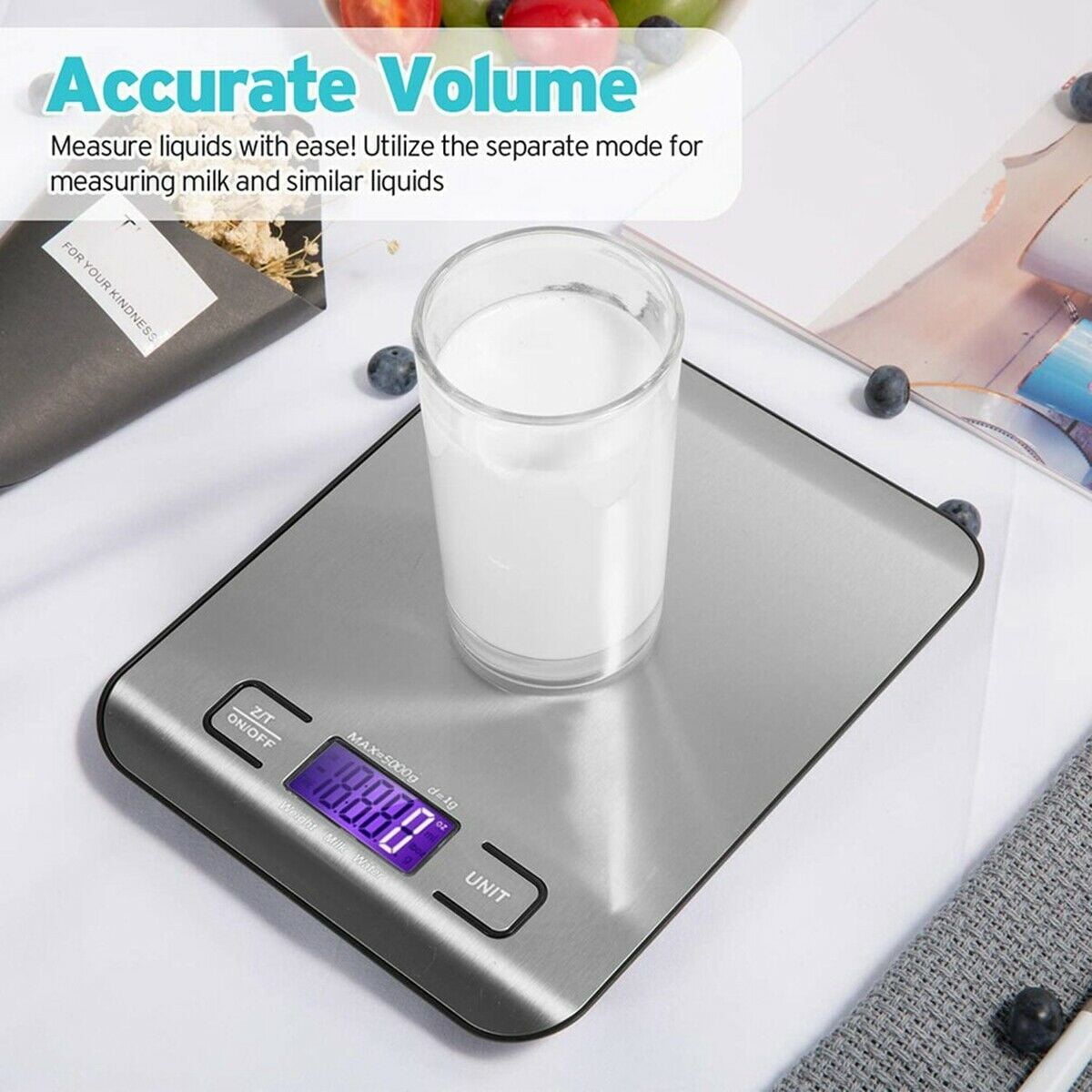 2 Pack Household Kitchen Scale Electronic Food Scales Diet Scales Measuring Tool Slim LCD Digital Electronic Weighing Scale