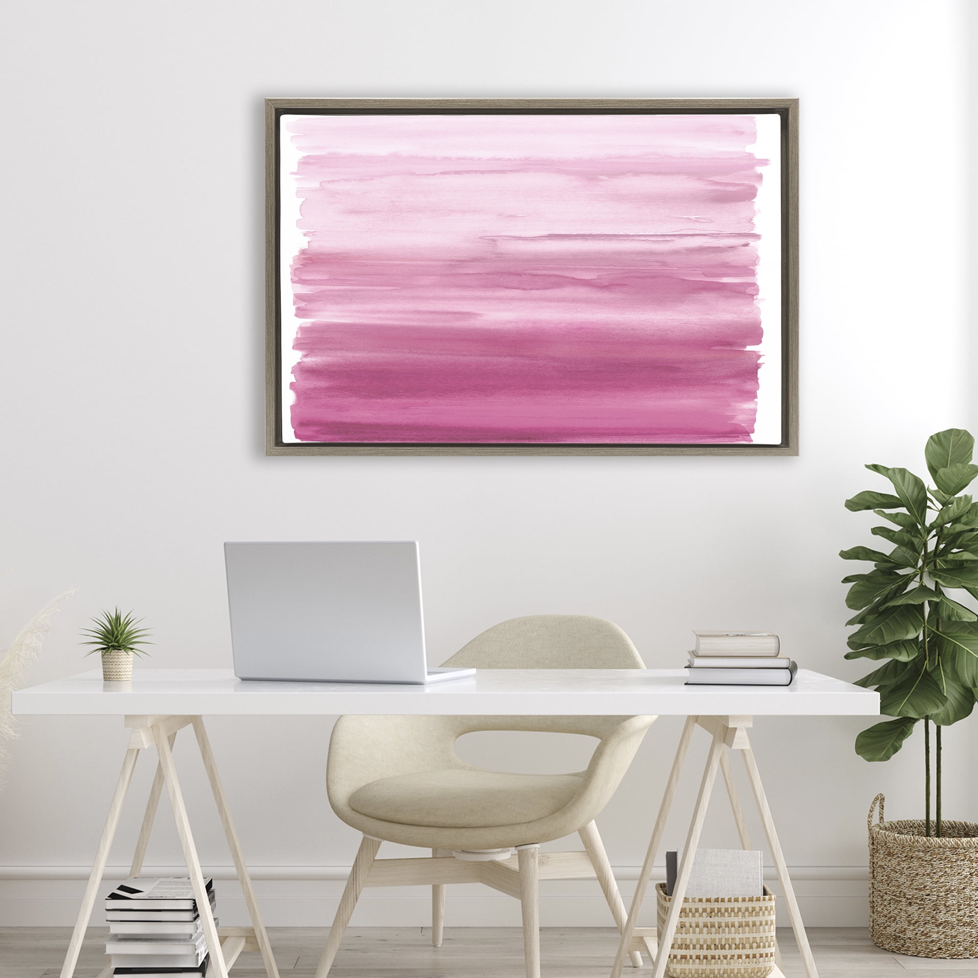 Stupell Industries Ombre Pink Blush Brown Framed Floater Canvas Wall Art, design by Allie Corbin
