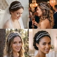 thumbnail image 3 of MIALLO Bridal Hair Vine Silver Double Row Marquise Rhinestones Bendable Headband Women Wedding Tiara Party Decoration, 3 of 7