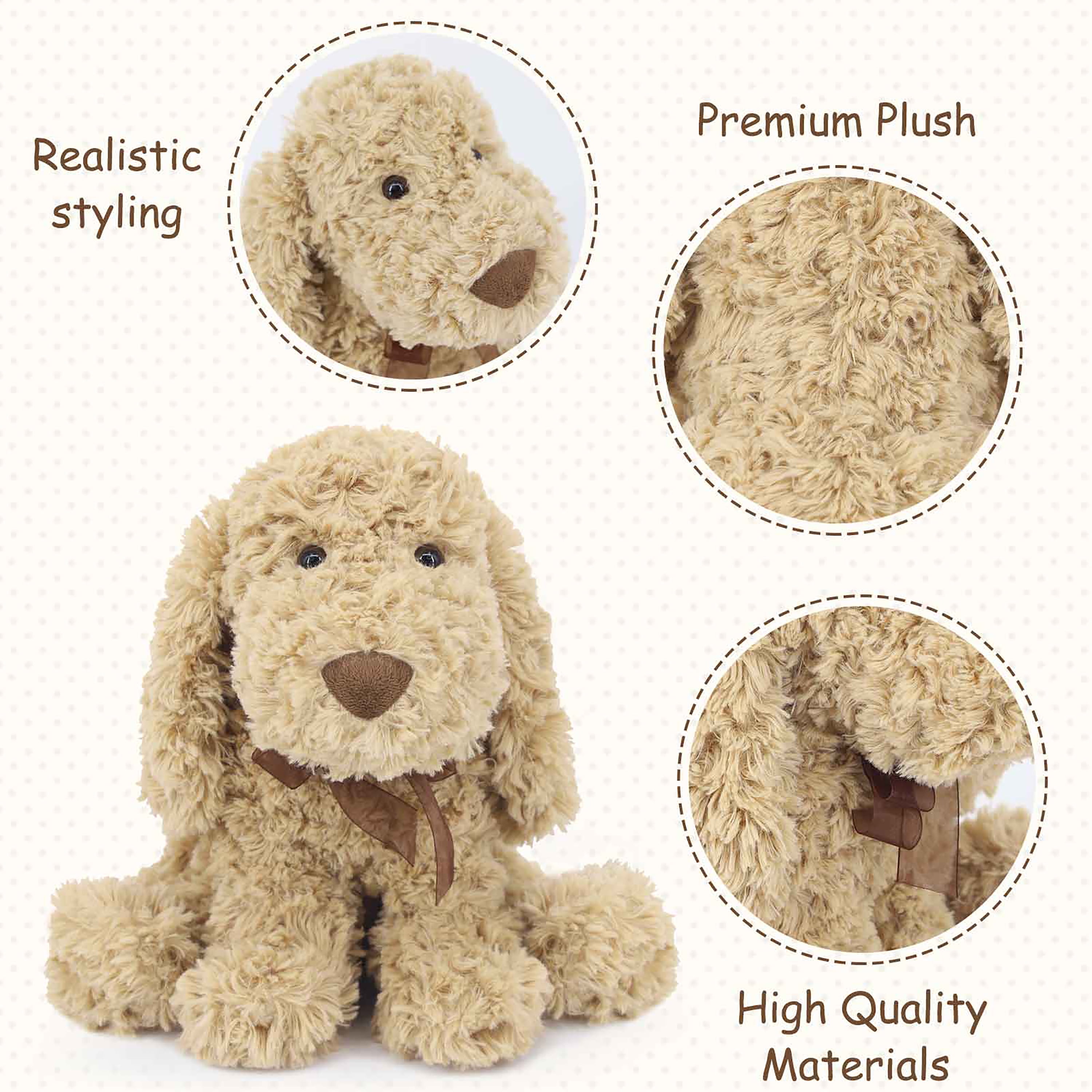 WEIGEDU Poodle Puppy Goldendoodle Stuffed Animal, Adorable Toy Dog Labradoodle Plush for Kids Boys Girls Birthday Easter Christmas Bedtime Gift, 11.8 inches Golden