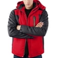 thumbnail image 5 of Wutalume Unisex Colorblock Zipper Pocket Hooded Jacket, Men's Casual Plush Jacket with Water-Resistant Finish, Warm Lining for Outdoor Adventures and Daily Protection,Red XL, 5 of 6