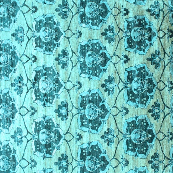 Ahgly Company Indoor Square Abstract Light Blue Contemporary Area Rugs, 7' Square
