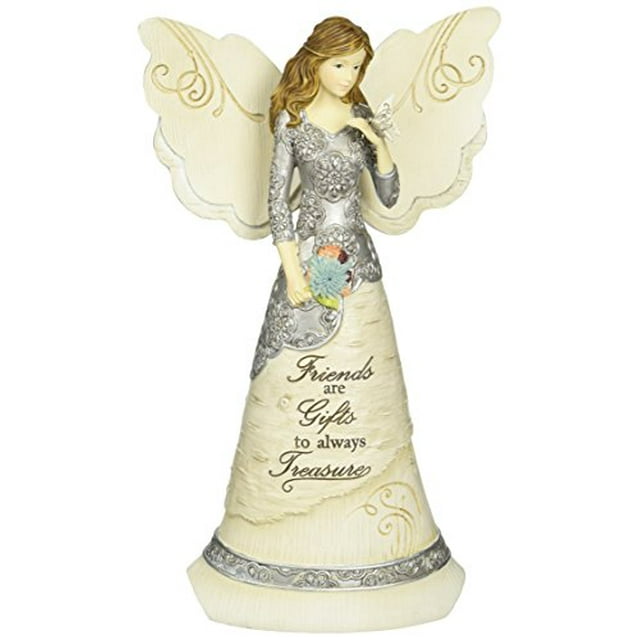 Elements Friend Angel Figurine by Pavilion, 8-Inch, Holding Butterfly, Inscription Friends Are Gifts to Always Treasure