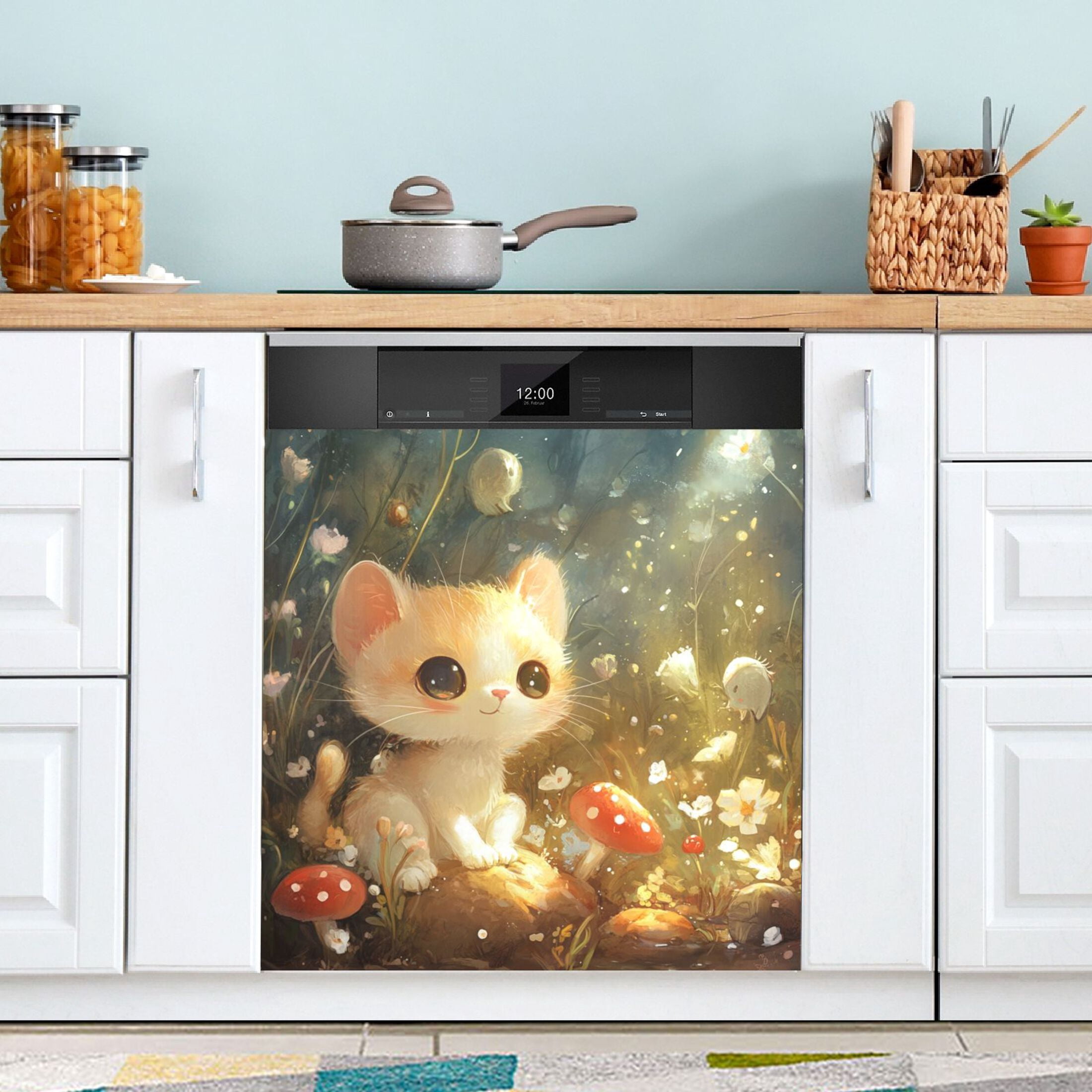 Dishwasher Magnetic Sticker 23x26 Inch Refrigerator Magnetic Sticker Washing Machine Magnetic Sticker Kitchen Panel Magnetic Sticker Home Decor Super Lovely Orange Cat