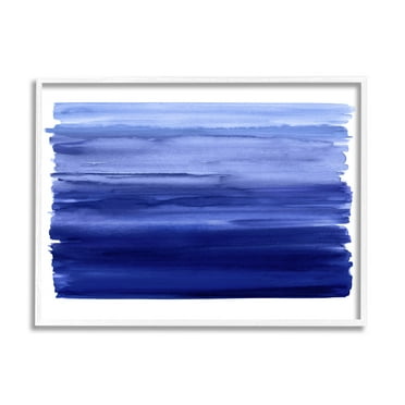 Stupell Industries Brushed Blue Gradient Form Graphic Art White Framed Art Print Wall Art, Design by Allie Corbin