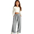 thumbnail image 6 of Girls Cotton Linen Pants for Girls Wide Leg Drawstring Pant Casual Summer Beach Sweatpants Palazzo Flowy Boho Dress Trousers, 6 of 8