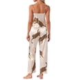 thumbnail image 3 of INSPIRE CHIC Women's Leopard Satin Pajama Set Sleeveless V-Neck Cami & Elastic Waist Lounge Pants M Champagne, 3 of 6