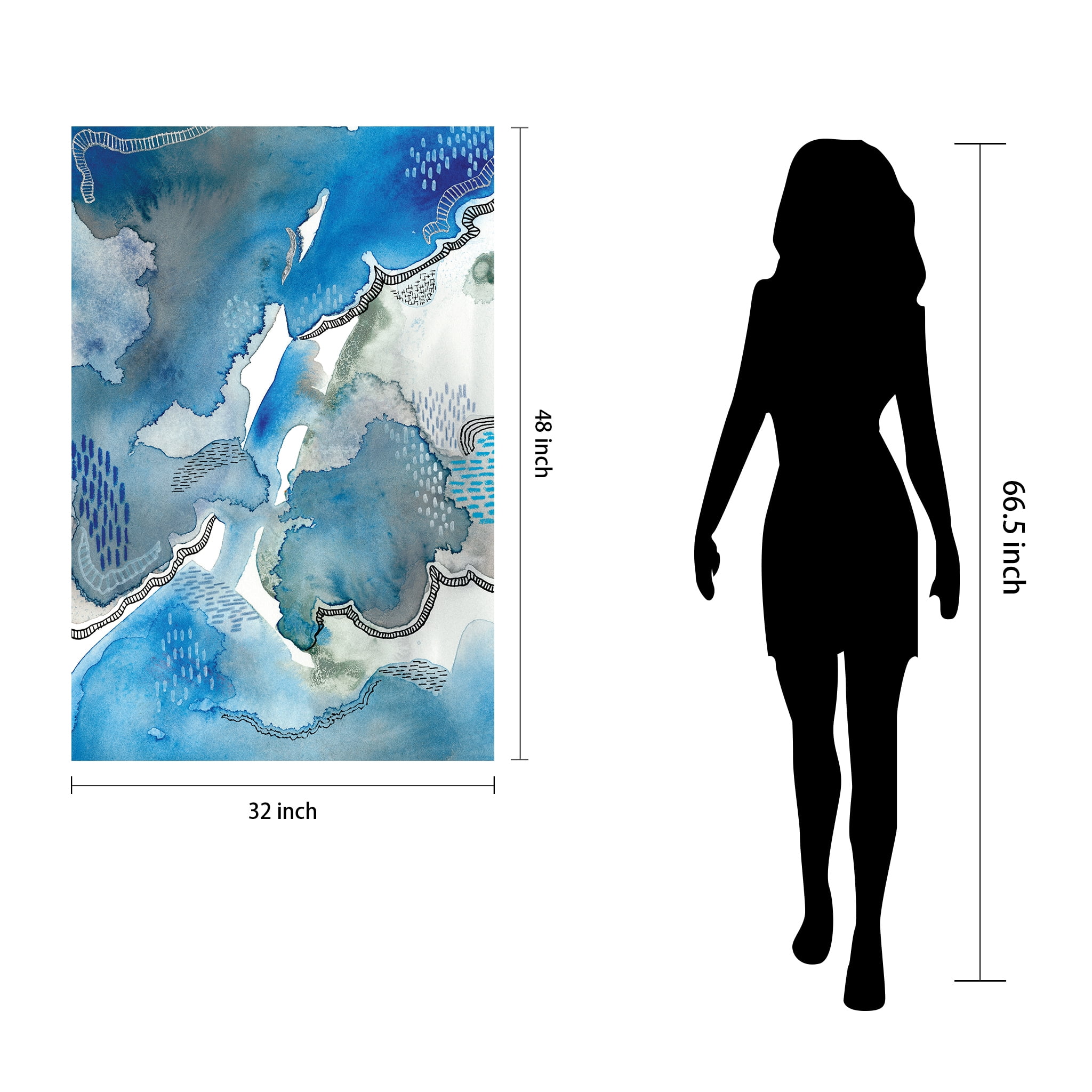 Empire Art Direct Subtle Blues I Frameless Free Floating Tempered Glass Panel Graphic Wall Art, 32" x 48" x 0.2", Ready to Hang