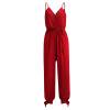 thumbnail image 1 of Pantalon Large pour Femmes Mode Dos Nu Col en V Sans Manches Combinaison Décontractée Imprimée Longue, 1 of 3